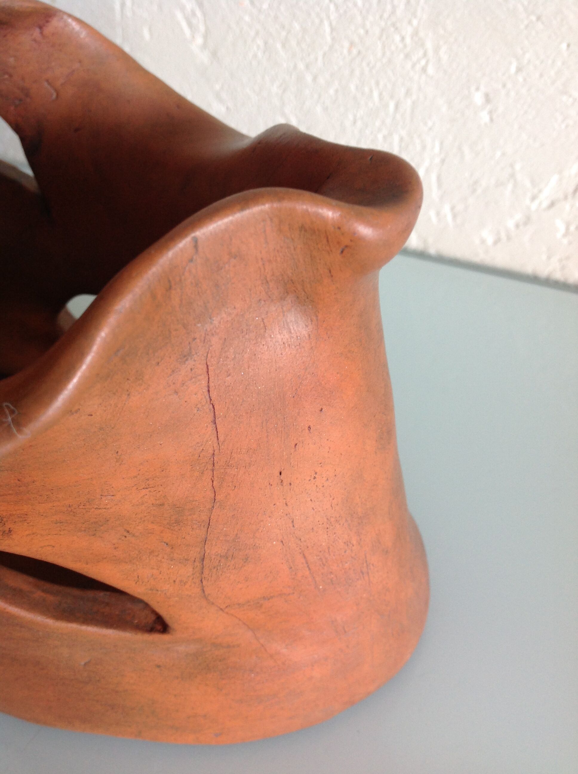 Ceramic lamp terracotta and lampshade wool 50/60