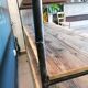 Steel and wooden shelf on wheels