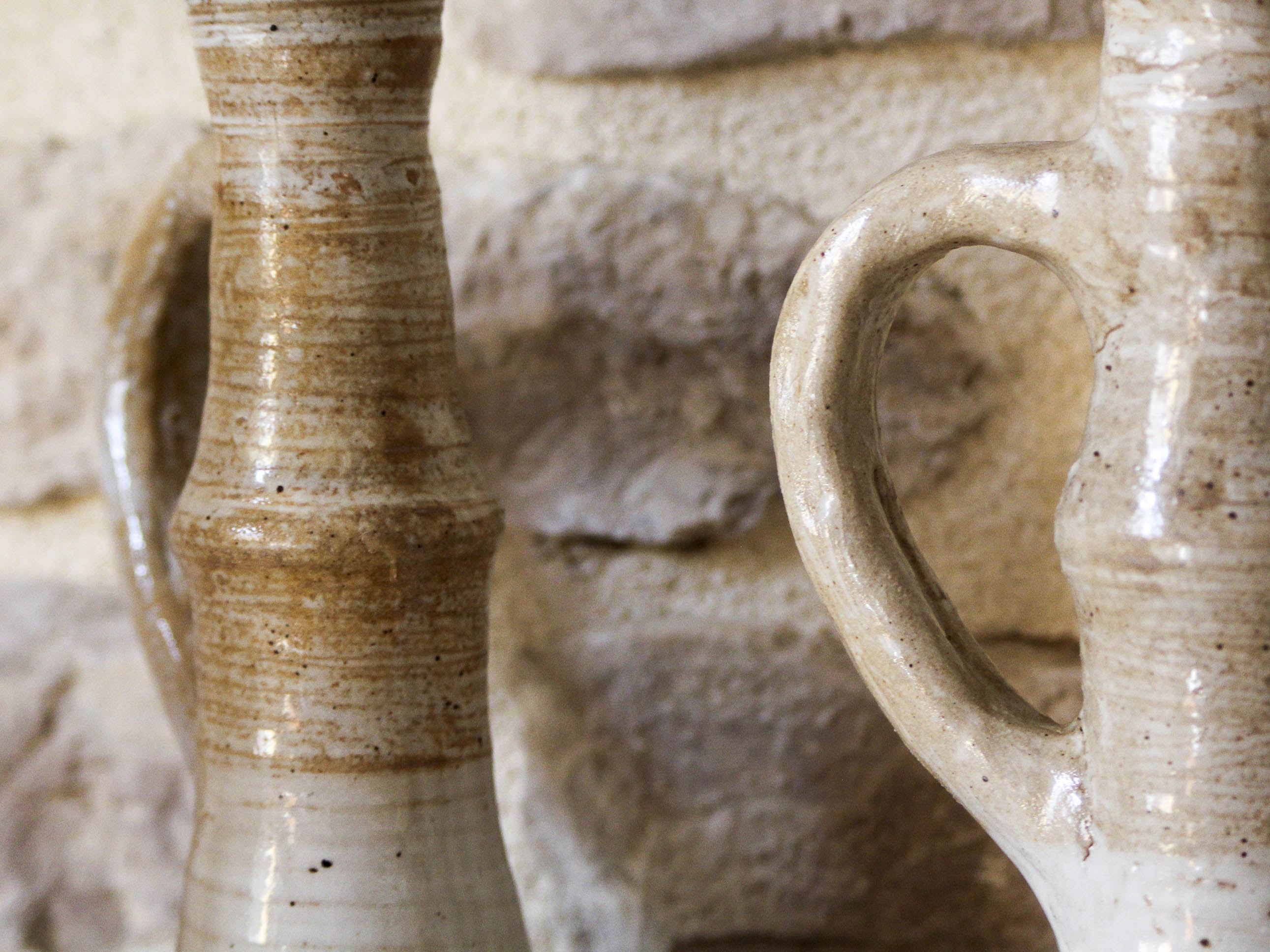 Set of 4 stoneware candle holders Pierre Lion - Puisaye