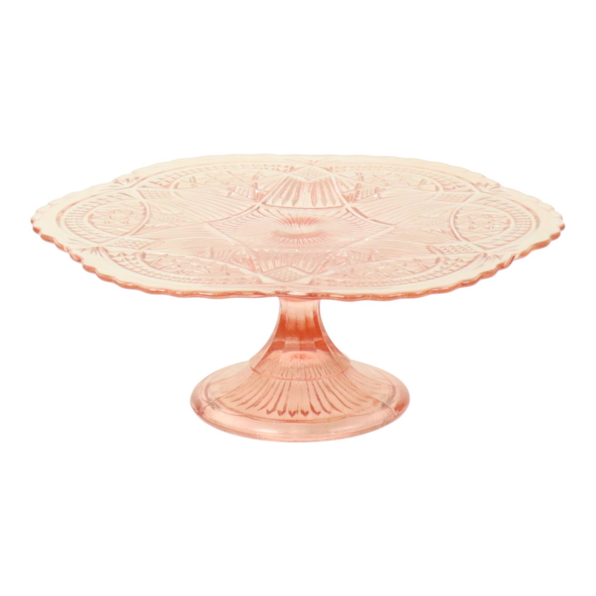 Art Deco Pink Cake Stand Standard Depression Glass 33cm