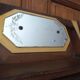 Vintage Art Deco wall coat rack in two-tone wood with engraved mirror.