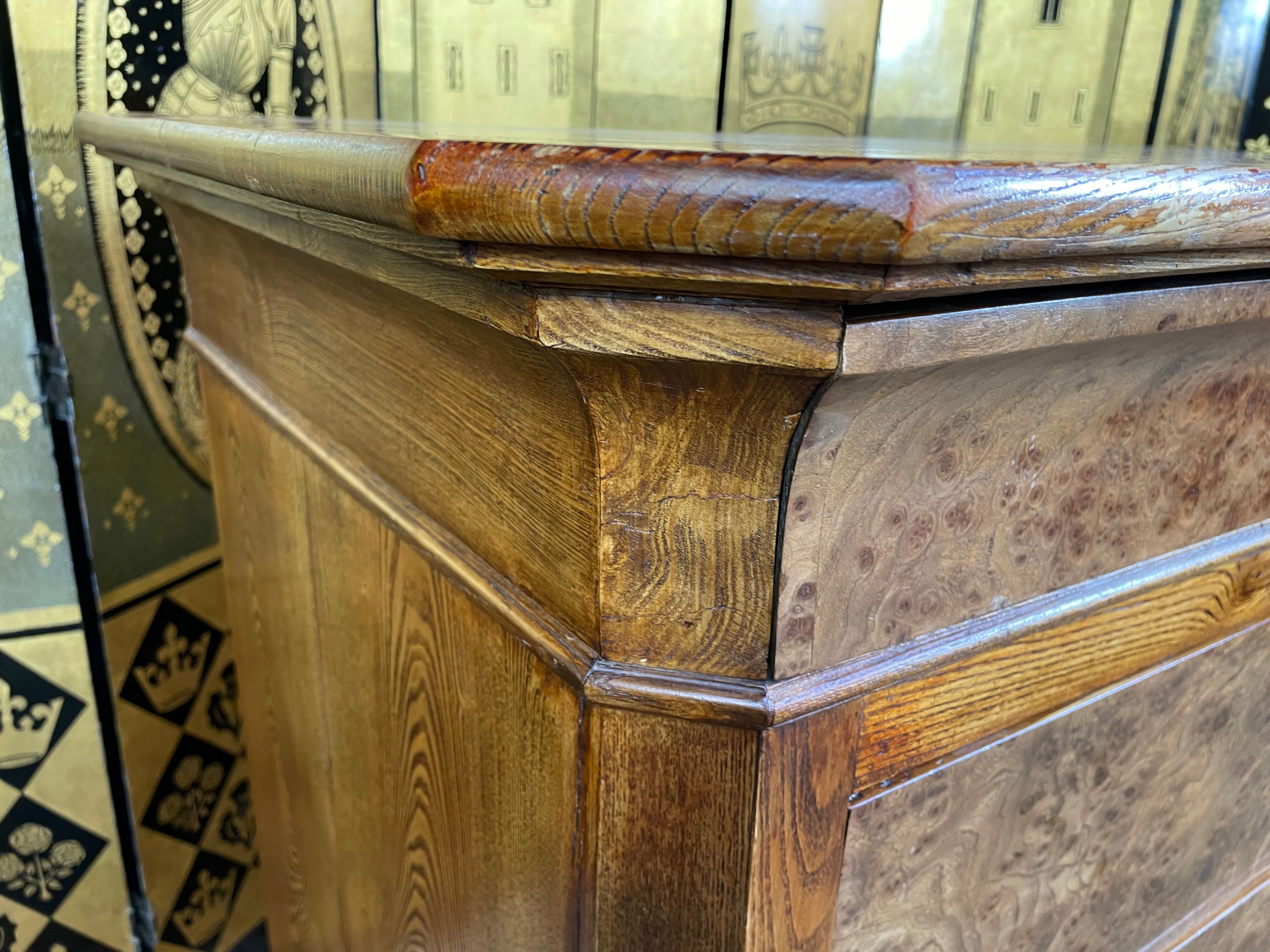 Louis Philippe period dresser in walnut ronce and solid ash