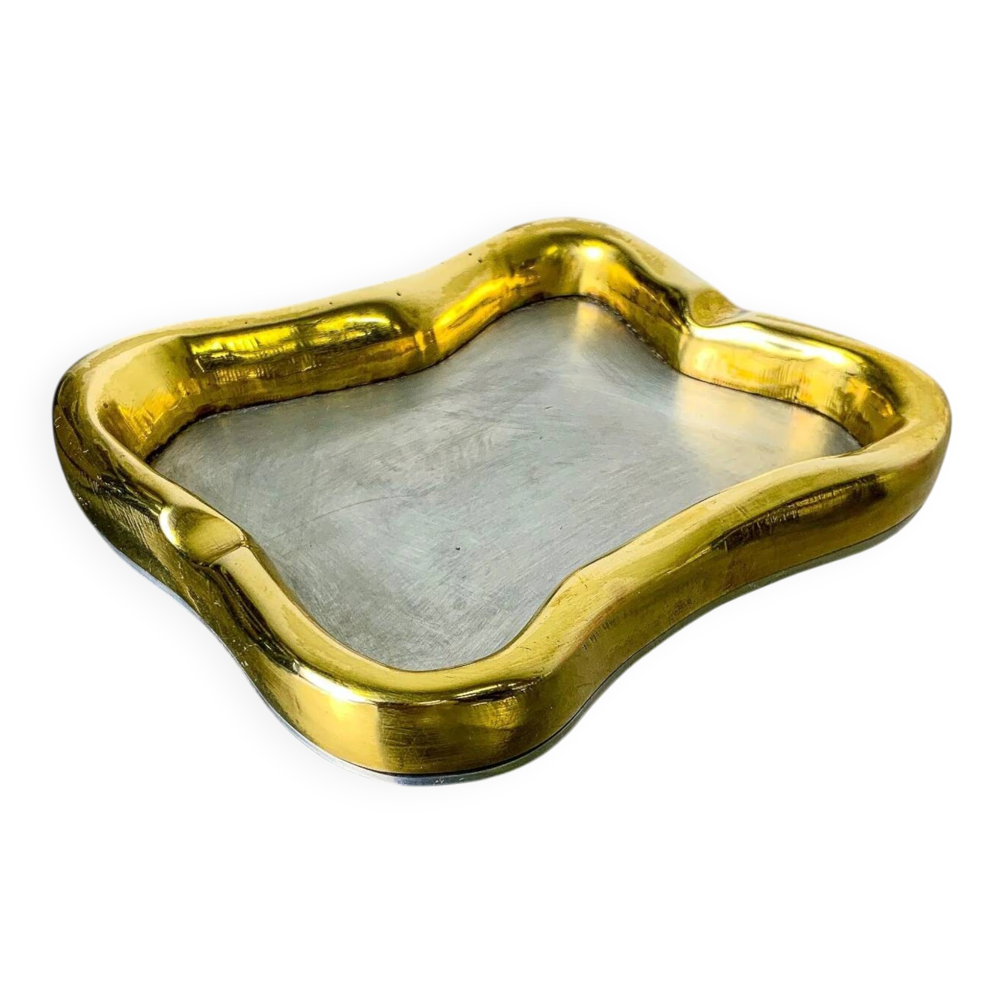 David Marshall brutalist ashtray, bronze and brass, 1970s