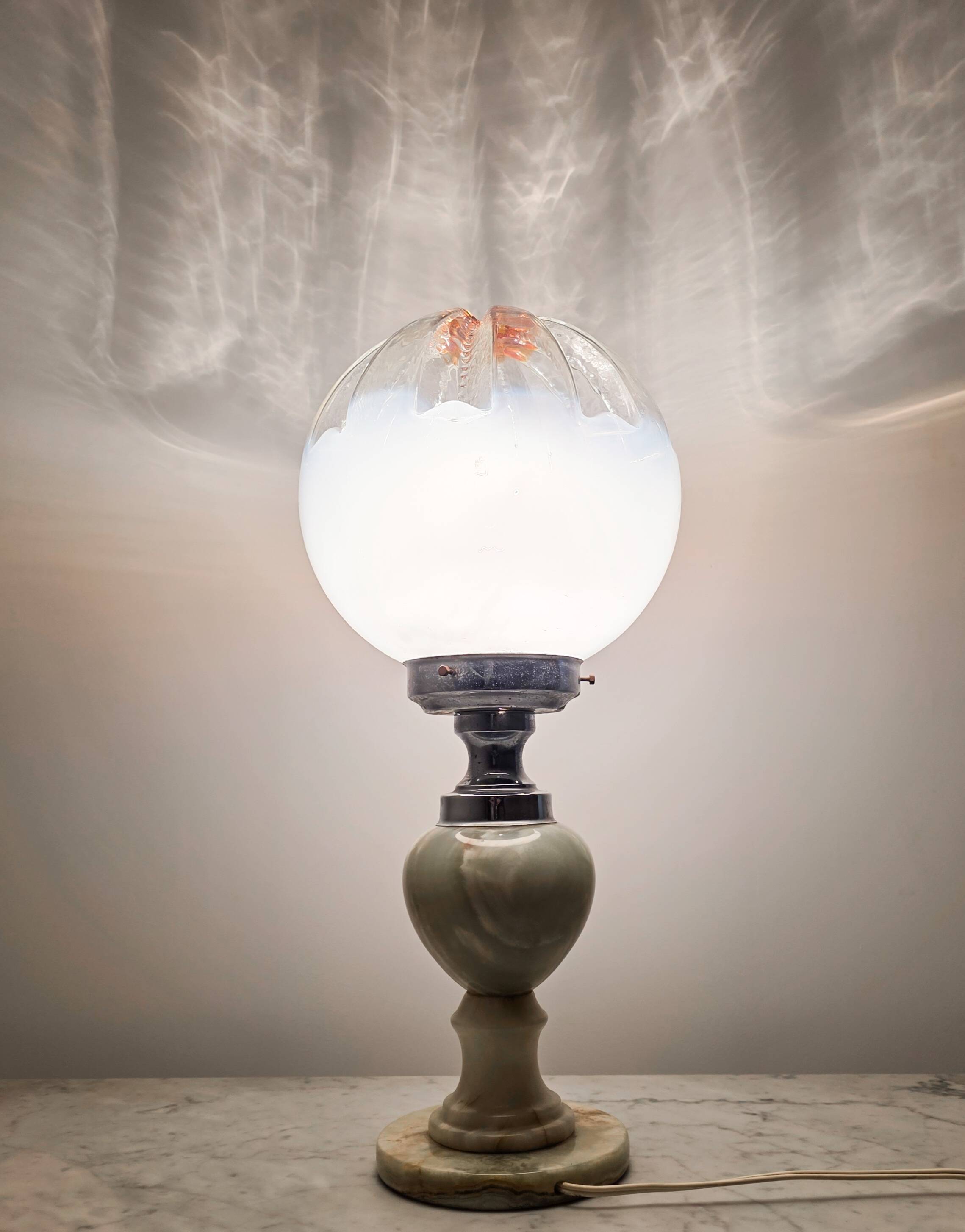 1960s Onyx and Murano Glass Lamp