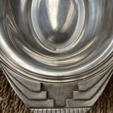 Art deco flat in silver metal 1930, antique silverware