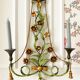 Large vintage Italian wall sconce with golden flowers, Florentine style.