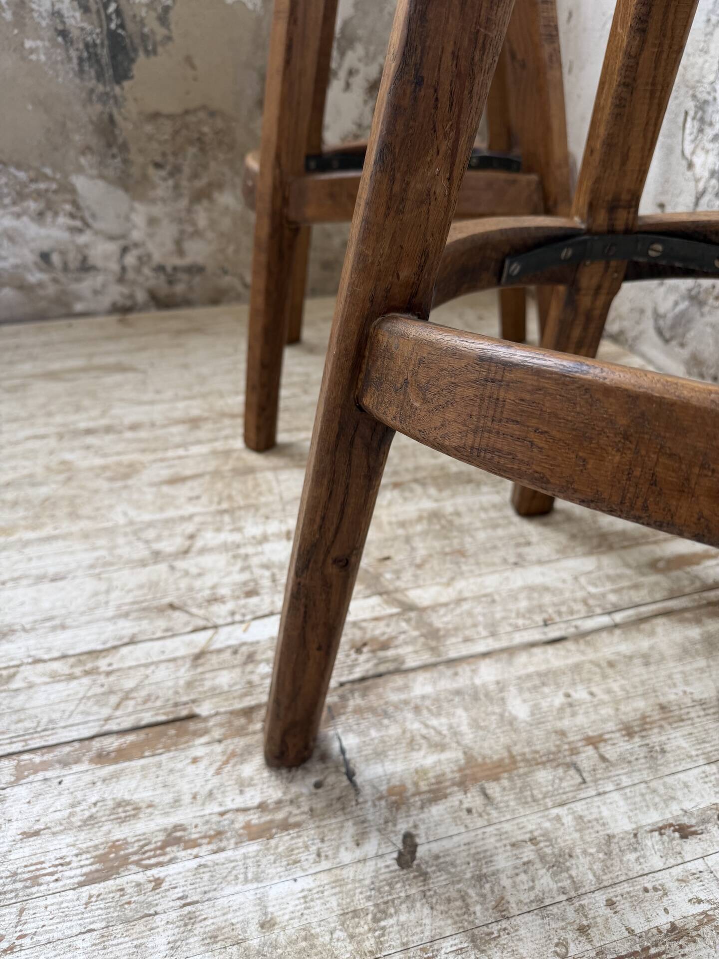 Pair of Henri Bataille stools in oak