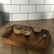 Vintage wicker and wood tray