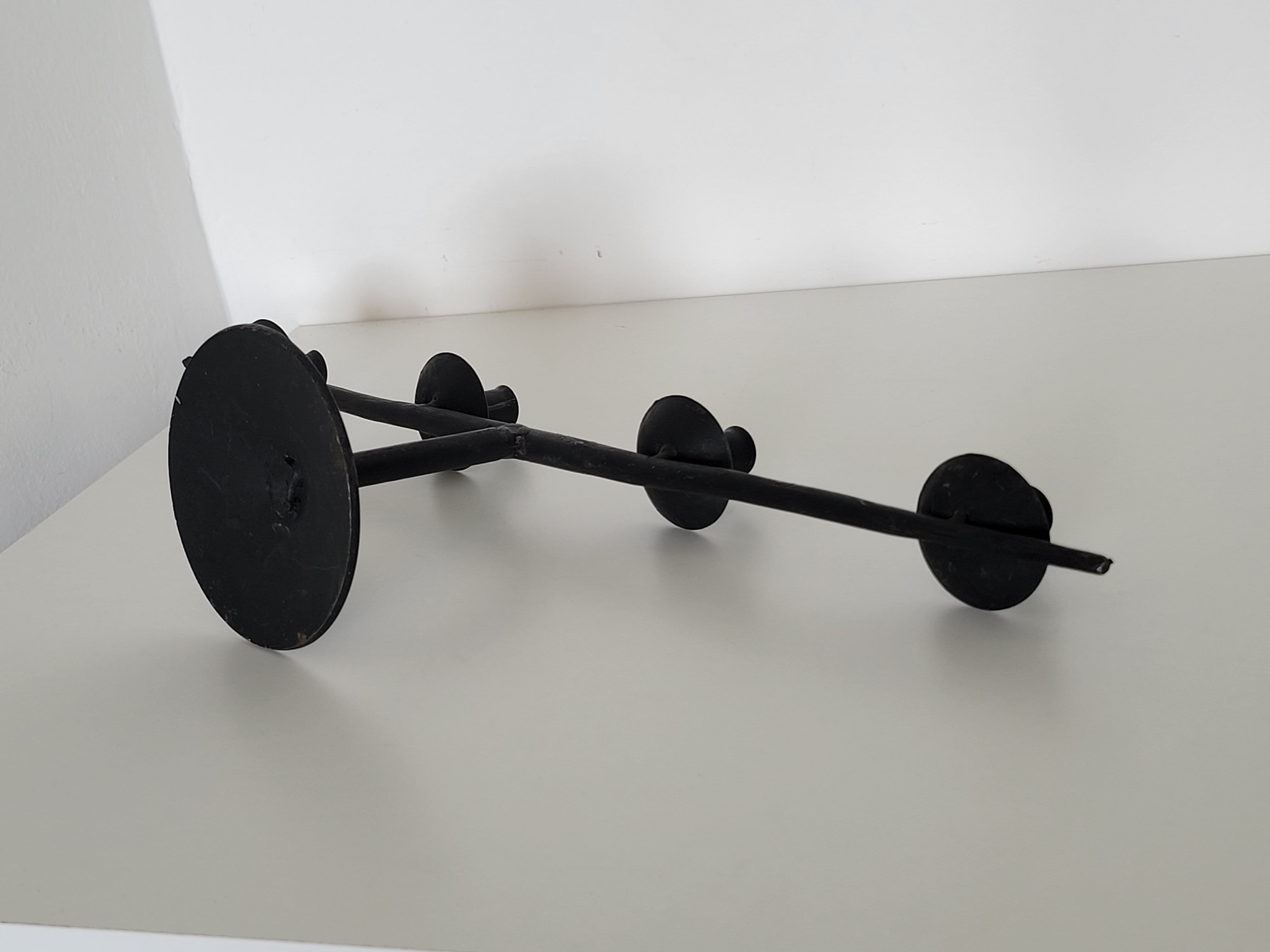 Brutalist candlestick candlestick with 4 metal branches