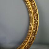 Round frame nineteenth century gilded stucco wood diameter 51 cm foliage 42.8 cm SB