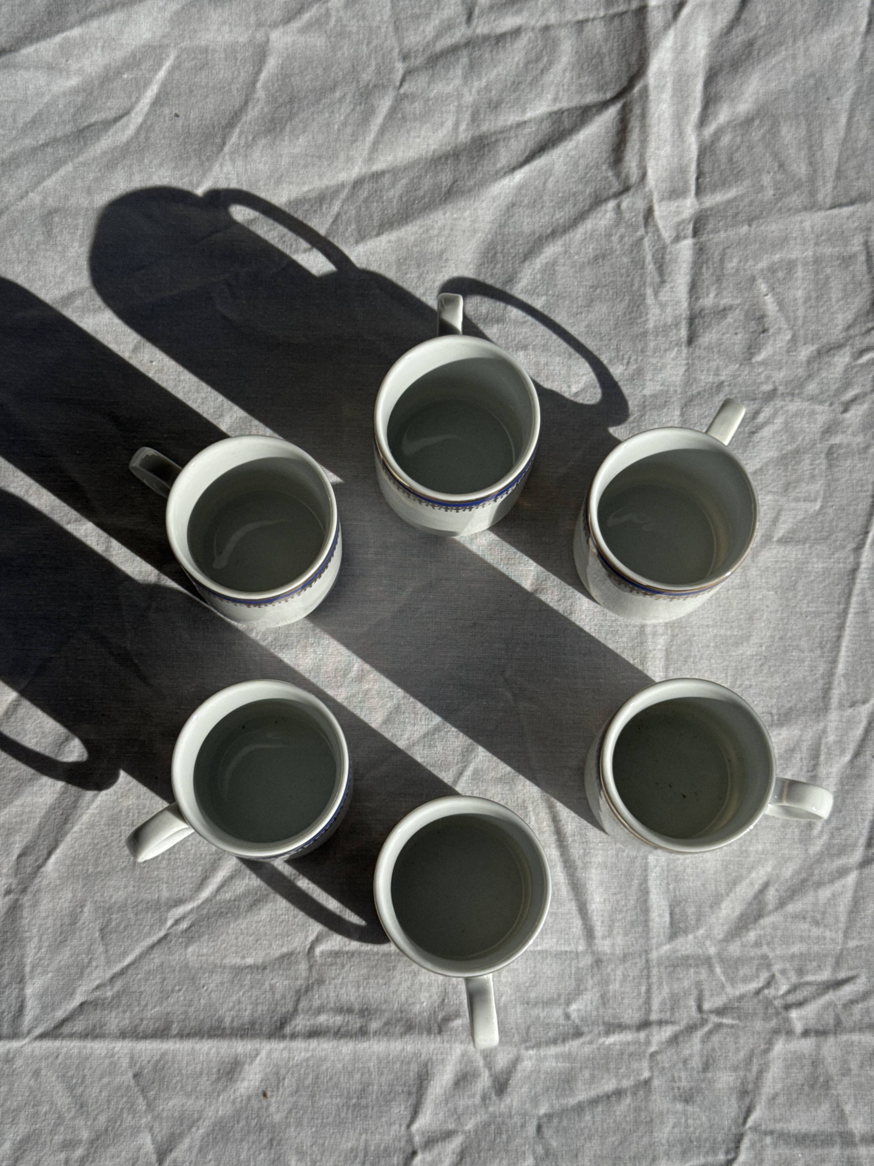 Set of 6 small espresso cups Germer Porcelain, made in Brazil.