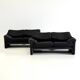 Cassina Maralunga 2 places noir-gris par Vico Magistretti