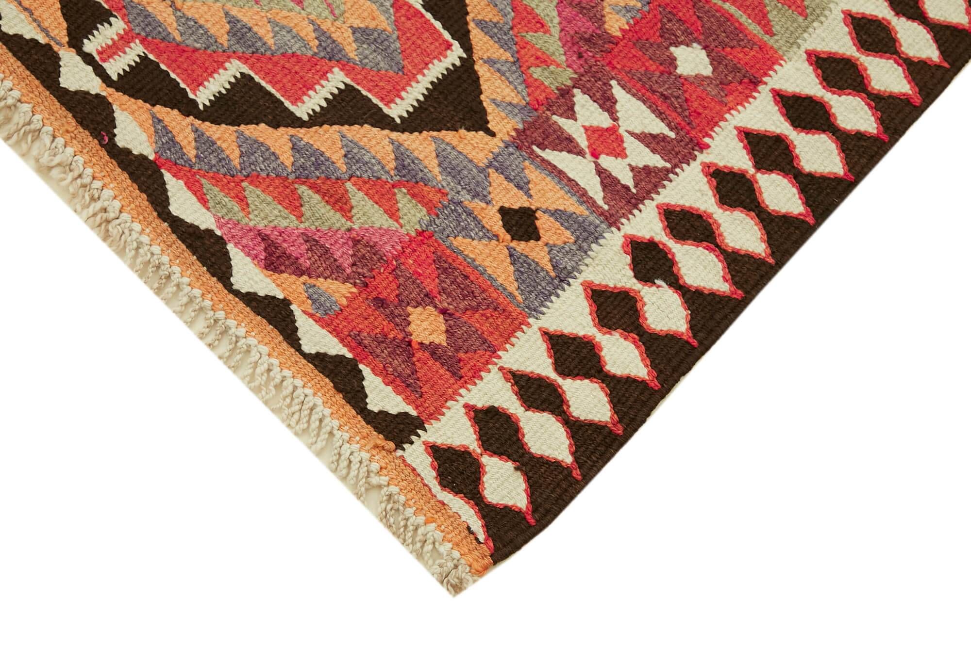 Turkish Handwoven Vintage Herki Kilim 90 cm x 347 cm