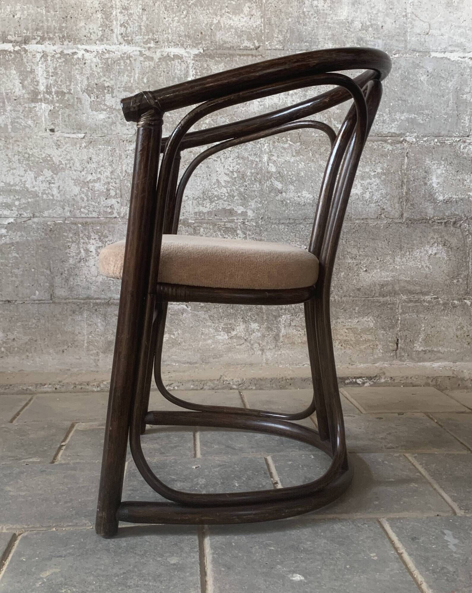 Set of 4 midcentury bentwood bamboo Dutch dining chairs, Rohe Noordwolde 19