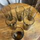 6 verres à eau en verre brun fumé, années 70