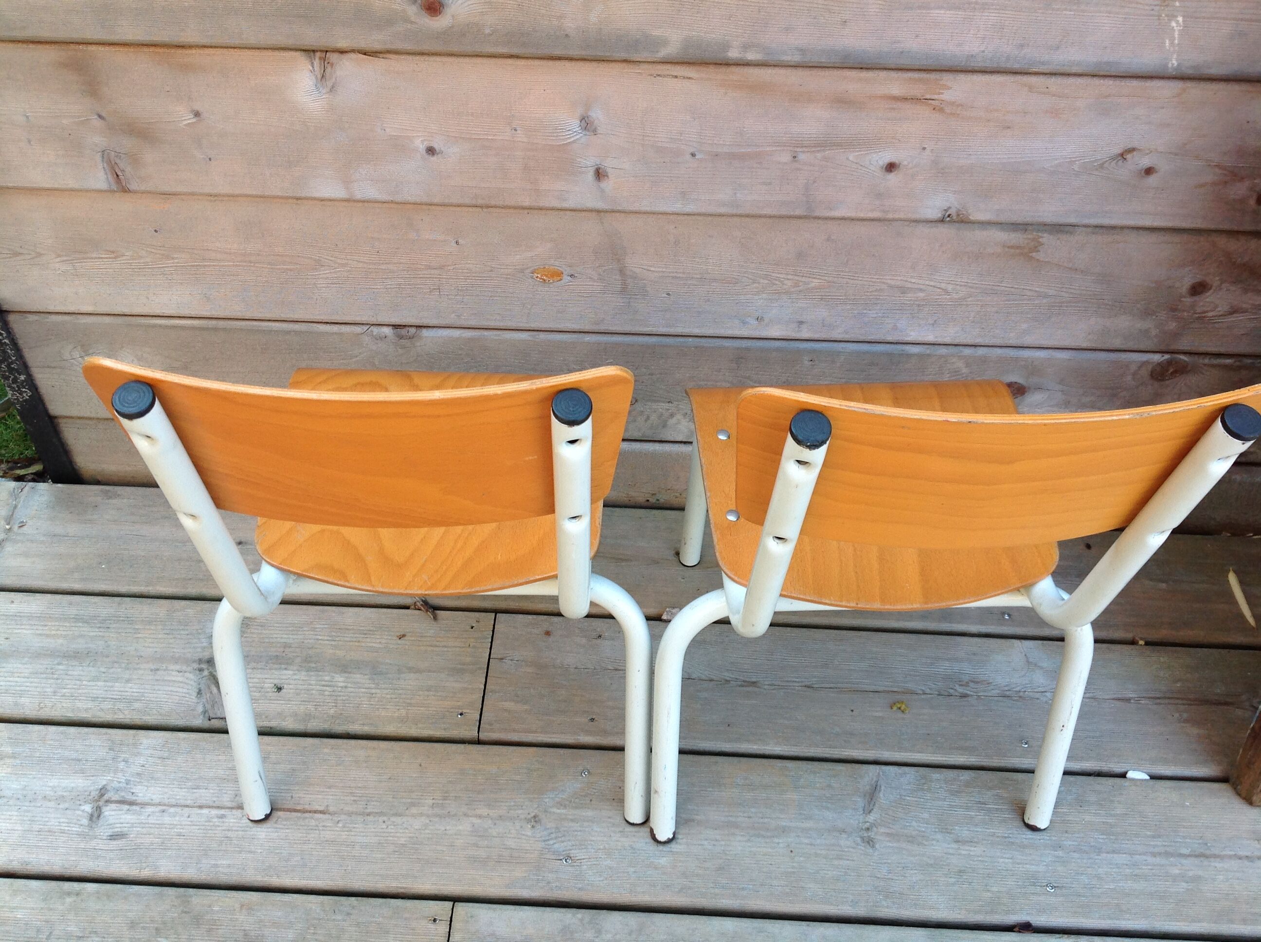 Duo of child school boy chairs