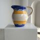 Large blue and yellow hand painted carafe H:20cm