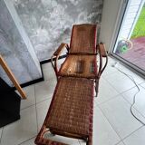 Fauteuil chaise longue rotin ancienne début 20ème