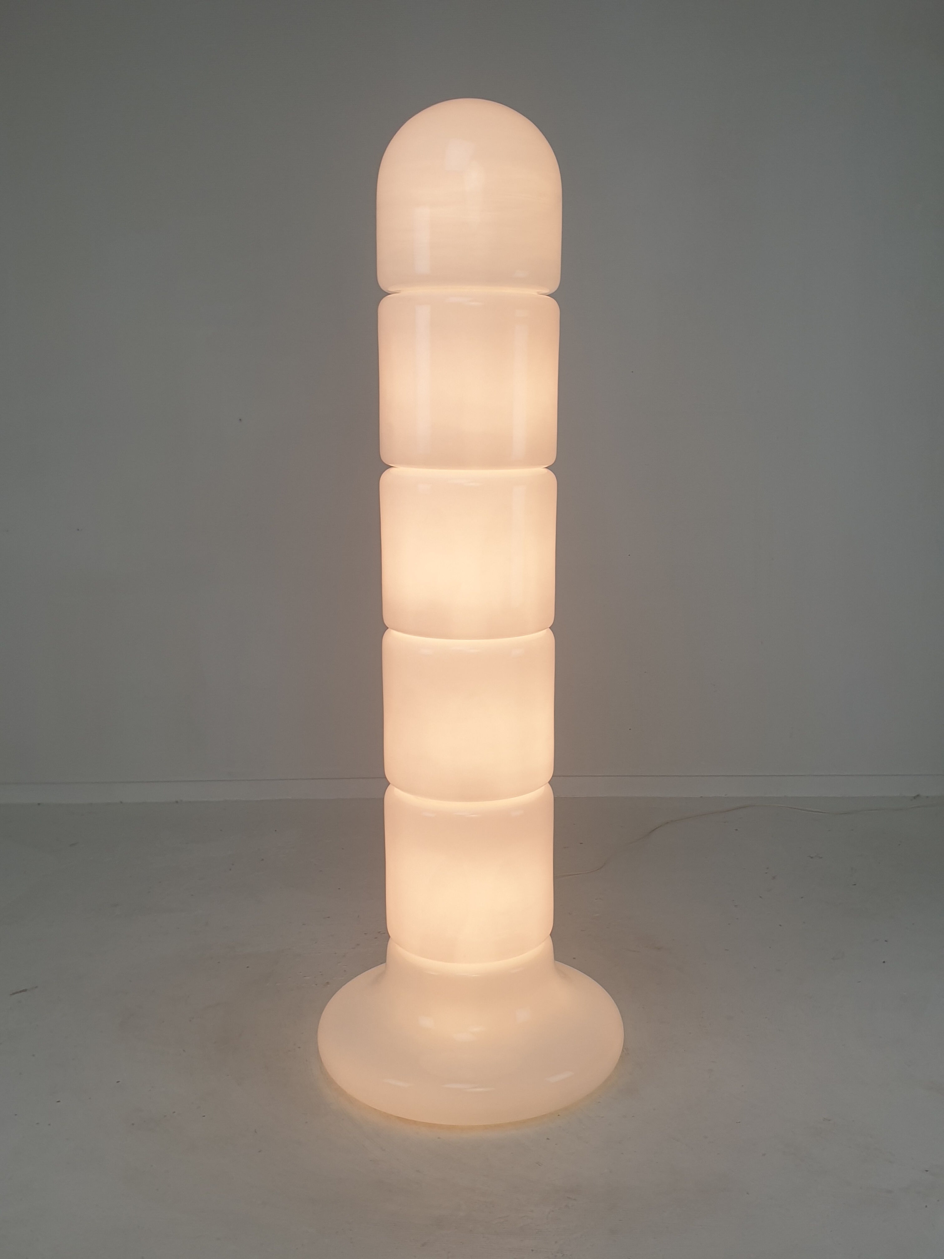 Italian opaline glass zea floor lamp by Salocchi for Lumenform, 1970s