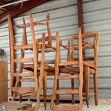 Lot de 6 chaises en chêne paillées