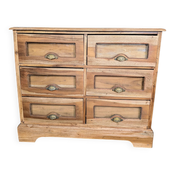 Antique wooden grain cabinet with 6 drawers
