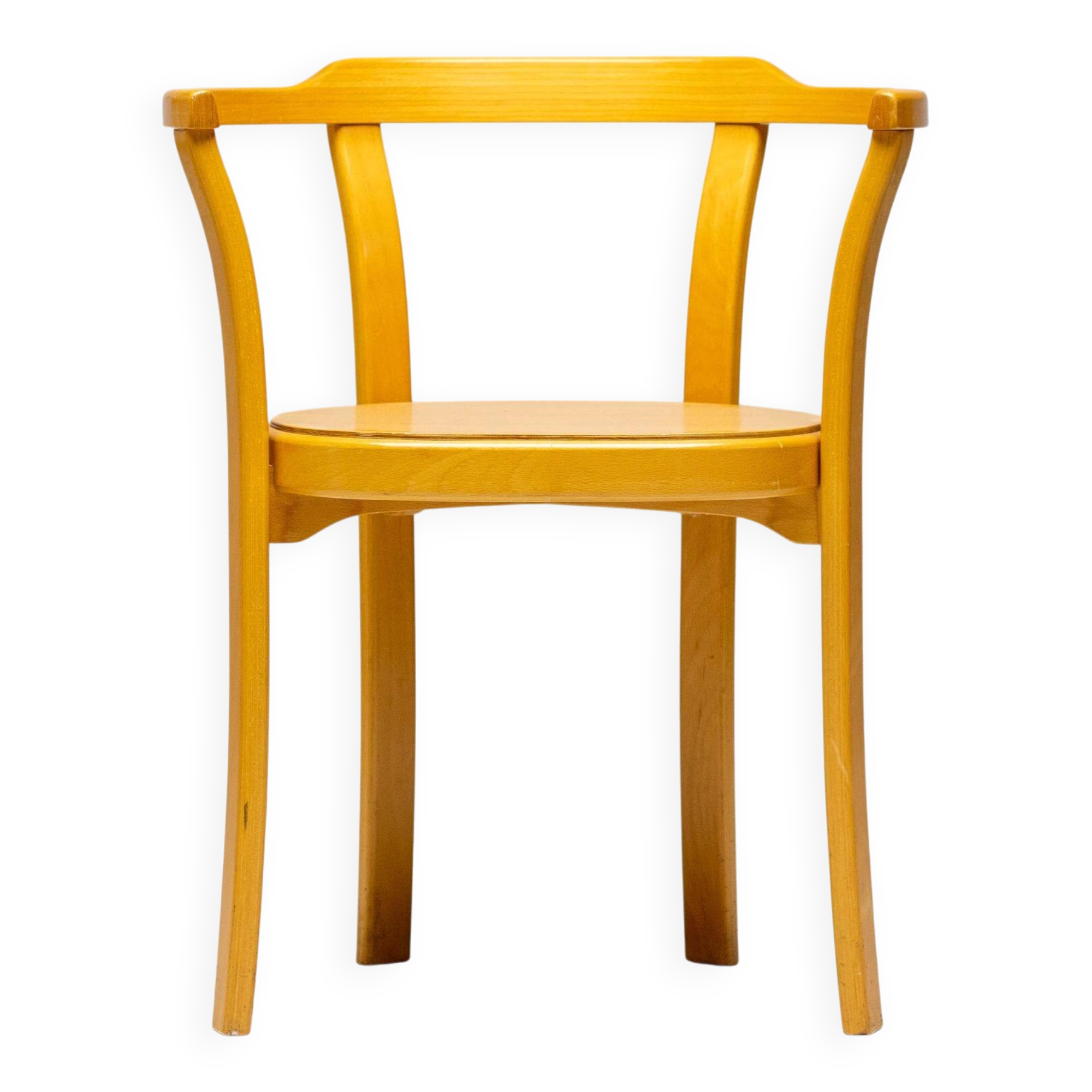 Stackable chairs in curved beech.