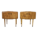 Pair of 1950s maple nightstands with mirrored tops