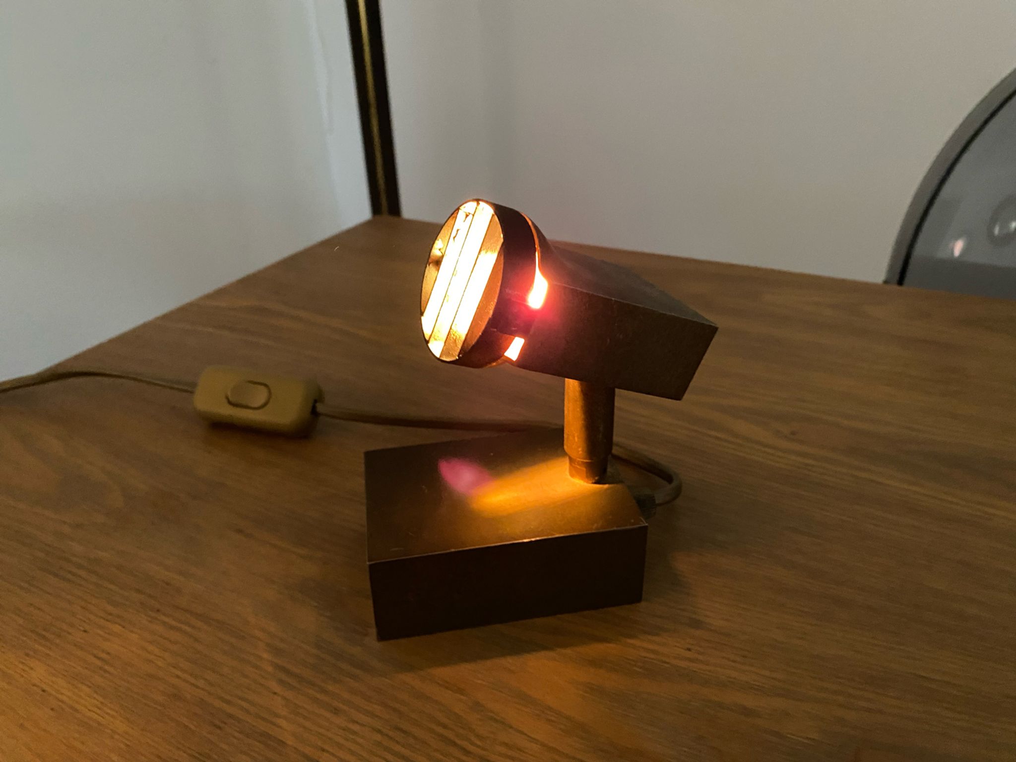 Halogen spot lamp solid brass modernist vintage design 70s