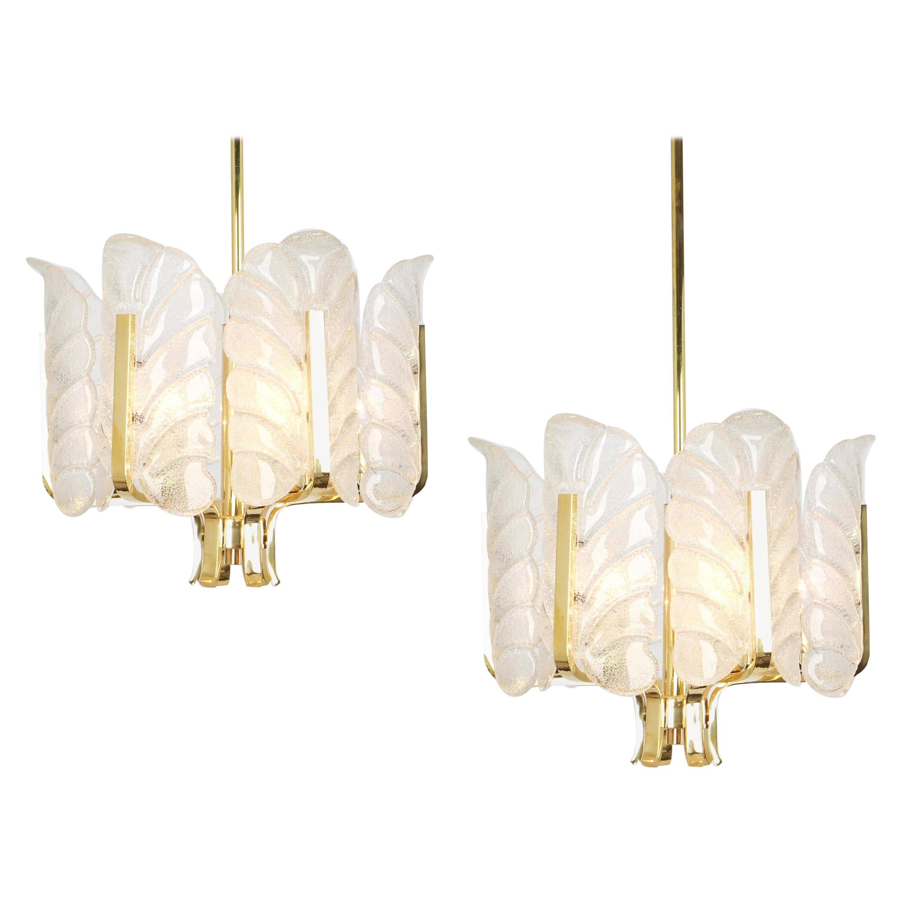 Chandelier by Carl Fagerlund Glass leaves Murano, 1960s