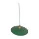 Vintage pendant light with green and white enamelled sheet metal lampshade and LED electricity