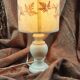 Vintage lamp alabaster foot lampshade vellum dried flowers