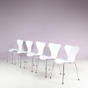 Set of 5 1980s "Butterfly" chairs by Arne Jacobsen for Fritz Hansen, Denmark