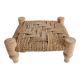 Organic Modern Turned Wood and Rope Footstool in the Style of Charlotte Perriand