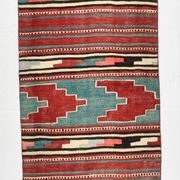 2x13 Green & Red Stair Kilim Runner Rug, 72x387Cm