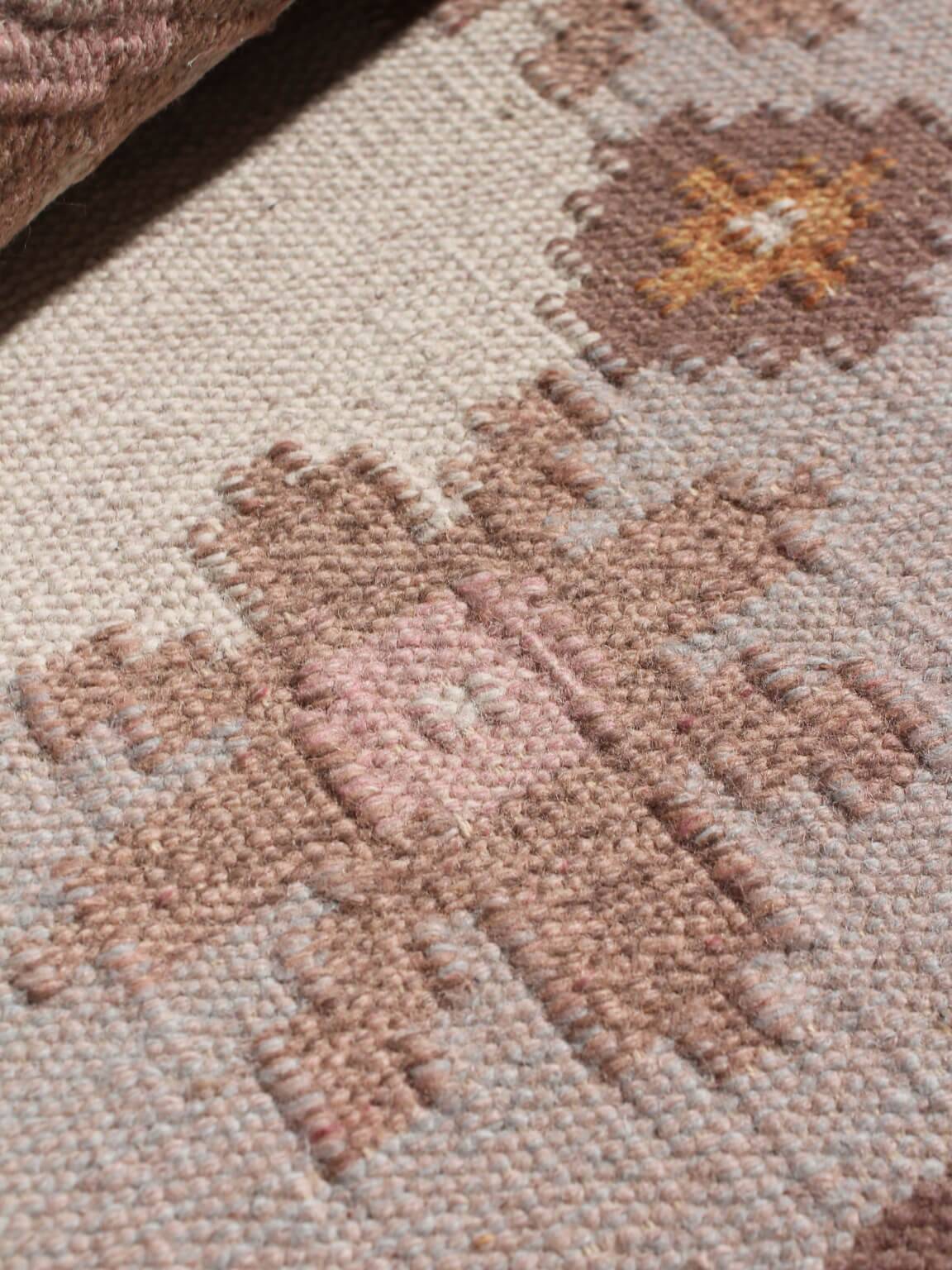 Karin Jönsson Flat-Woven Swedish Wool Rug, 70x120cm, Signed