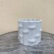 White earthenware flowerpot with bamboo decoration, signed and numbered