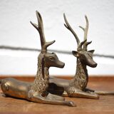 Paire de cerf, sculpture, cerf laiton, décoration intérieur, bouddhiste, collection, deer, brass