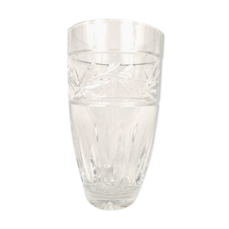 Large carved crystal vase