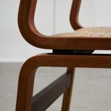 Mid-Century Bentwood Chair Set in Stained Beech with Wool Upholstery