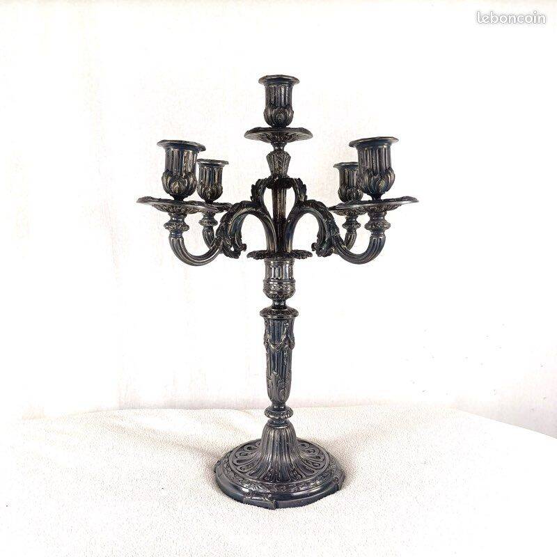 Pair of Bronze Candelabra - Louis XVI Style Candlestick, 19th Century