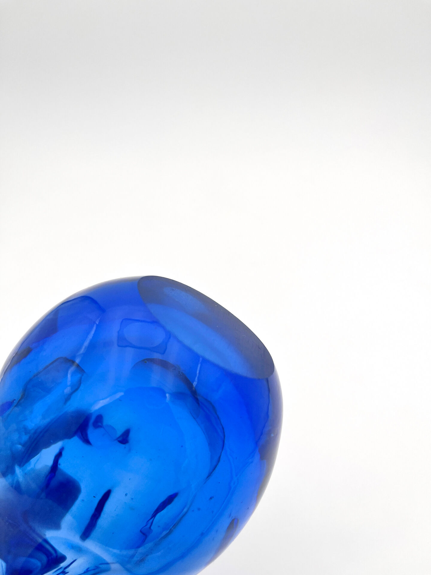 Vase Jan Beránek Chribska Art Glass Blue 27cm 1.68kg Mid-Century