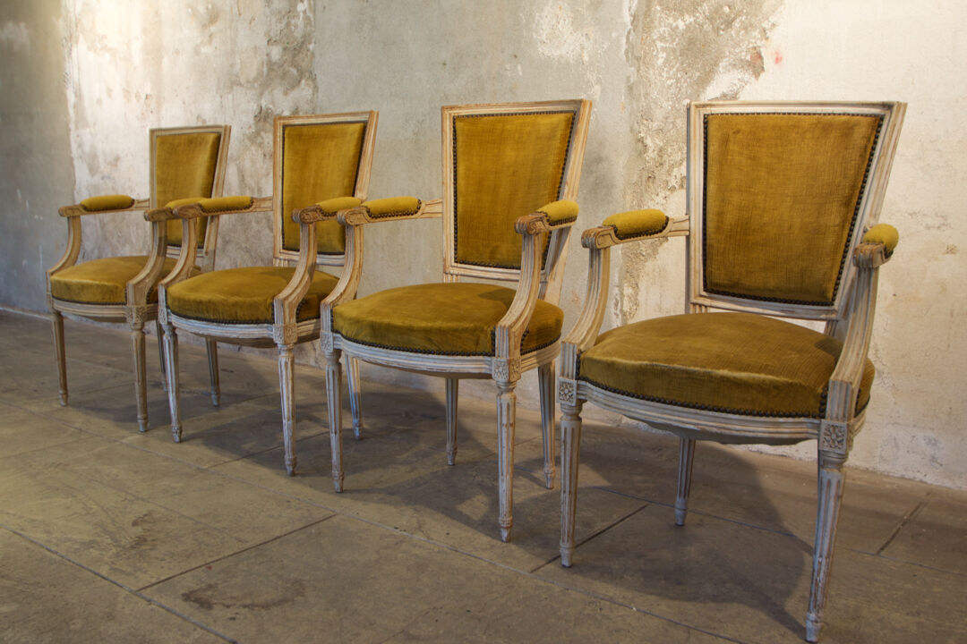 Series of four chairs Louis XVI 1940'