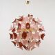 Italian Sputnik Chandelier in Pink and Ruby Murano Glass and Brass
