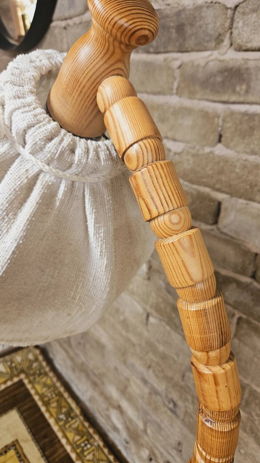 Danish pine floor lamp 1970 vintage