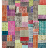 Handmade oriental contemporary 201 cm x 300 cm multicolor patchwork carpet