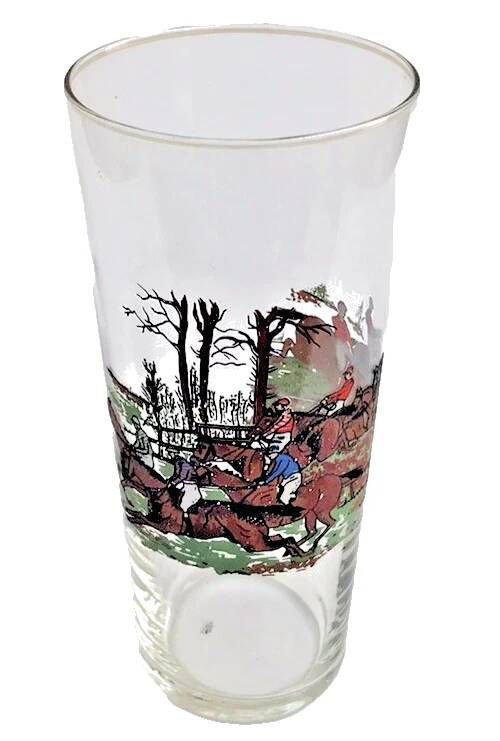 1950s Decorated glass equestrian sports steeplechase horse racing