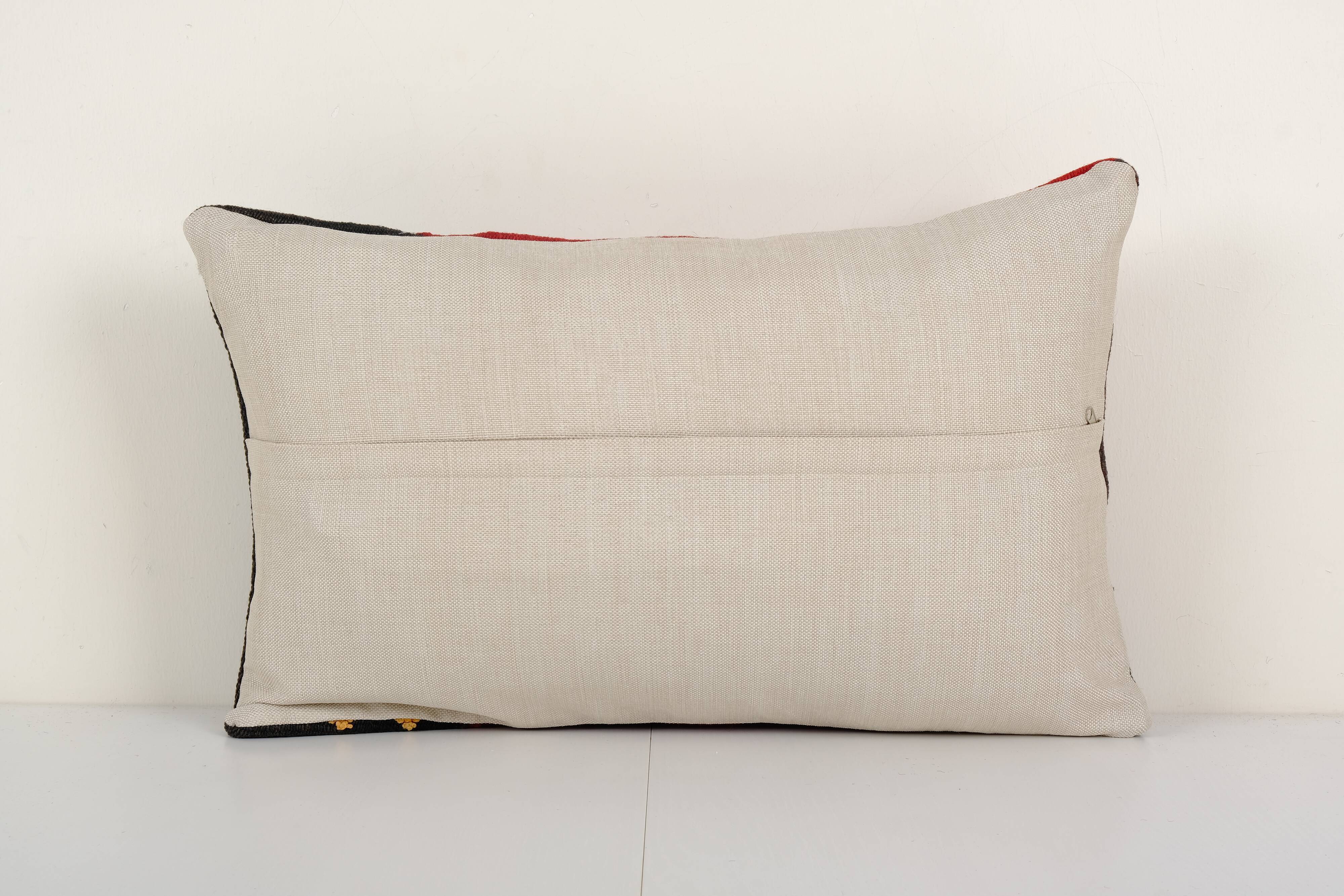 1960s vintage red organic kilim perde pillow case