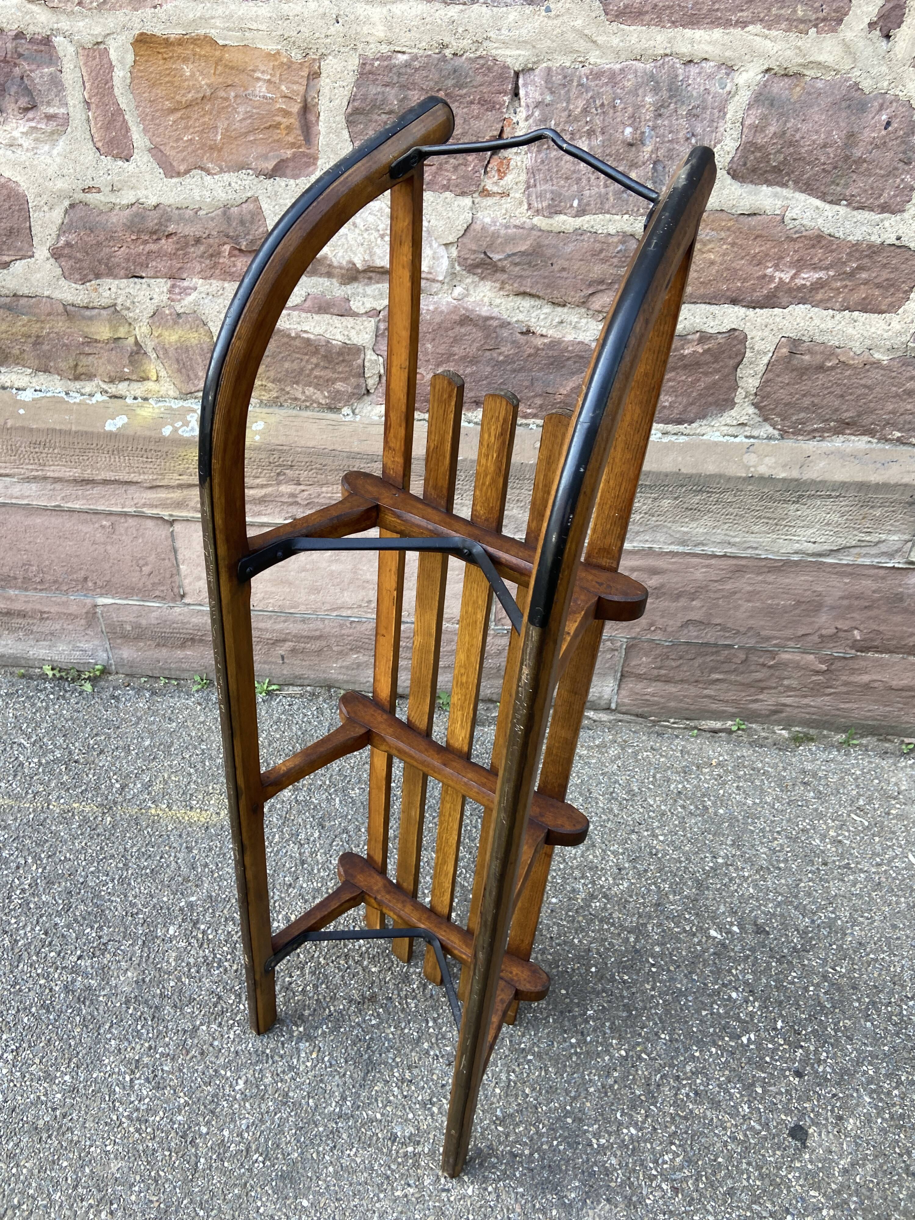 Antique sled toboggan Snow winter sport vintage