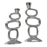 Pair of Matthew Hilton Circle Candlesticks