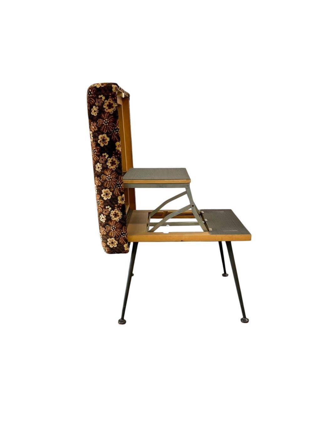 Pouf fleuri vintage / tabouret pliant / petite échelle